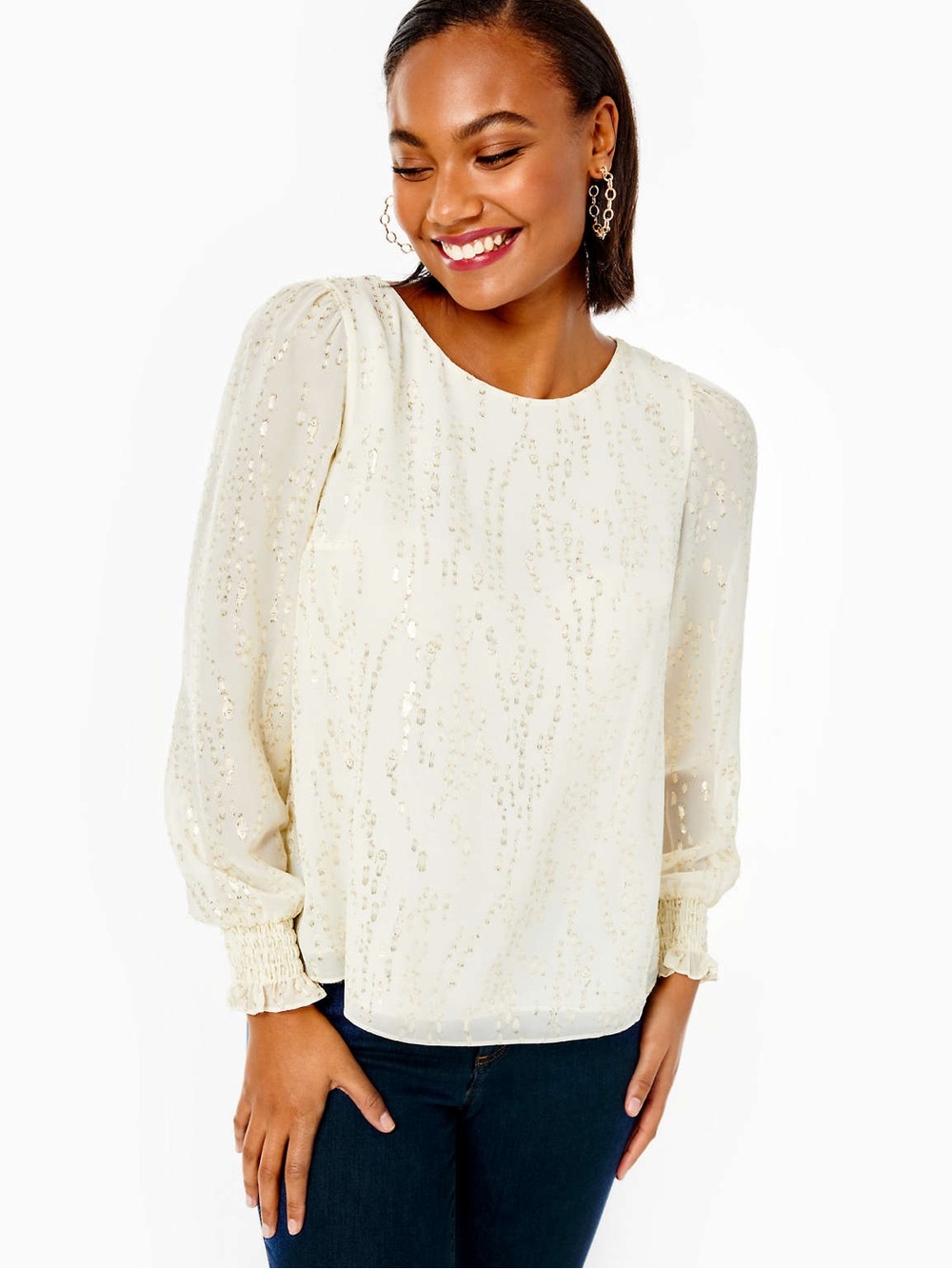Lilly Pulitzer Idina Long Sleeve Silk Top Size XL